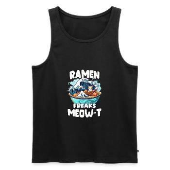 Kawaii Cat and Ramen Otaku Gift Neko Ramen - Men's Premium Organic Tank Top - black - Front - Michal (187cm)