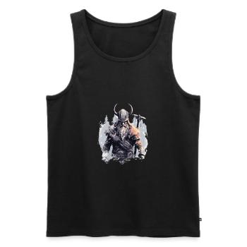 Wikinger Schlachtruf Nordisches Wikinger - Männer Premium Bio Tank Top - Schwarz - Vorne - Michal (187cm)