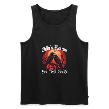 Corbeau de l’ombre | T-shirt Raven God | Corbeau d’Odin - Débardeur bio Premium Homme - noir - Devant - Michal (187cm)