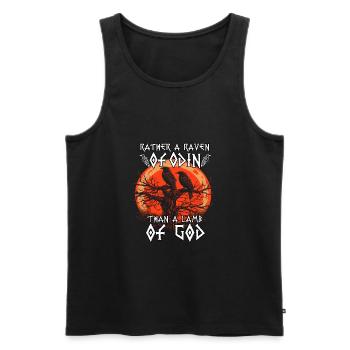 Grimnir | Raben Gott T-Shirt | Hugin und Munin - Männer Premium Bio Tank Top - Schwarz - Vorne - Michal (187cm)