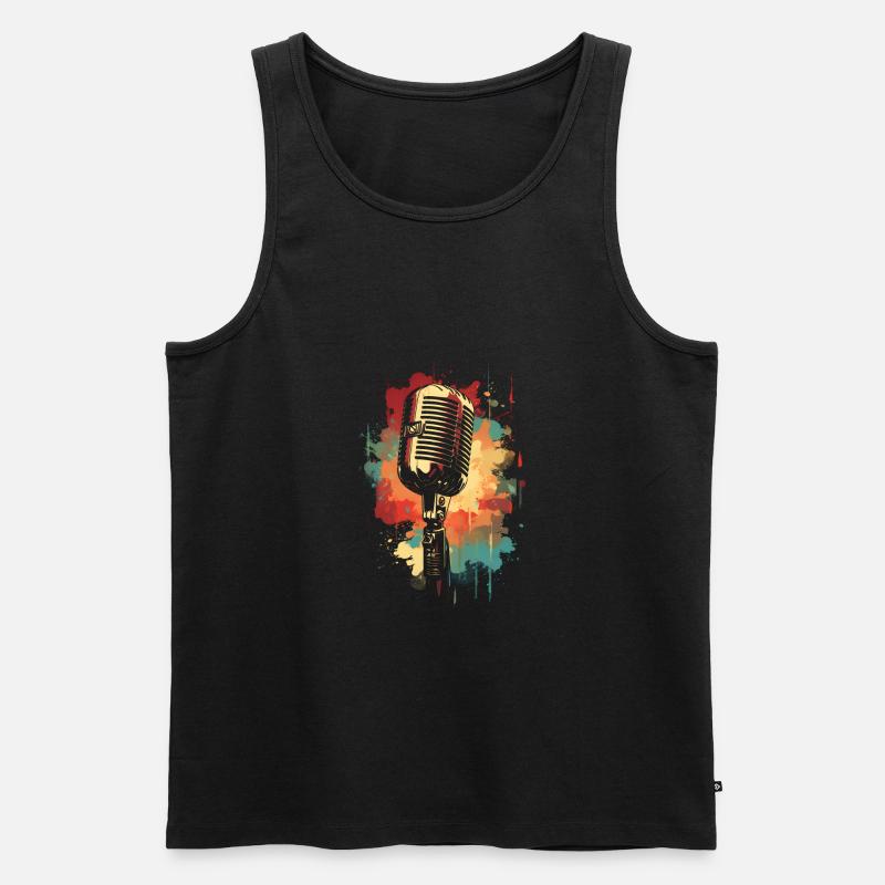 Mikrofon klassischer Farbspritzer - Männer Premium Bio Tank Top - Schwarz