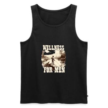 Wellness for Men Angler T-shirt Homme Pêcheur - Débardeur bio Premium Homme - noir - Devant - AI Model Male 178 light (178cm)