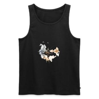 Vintage Angler Motiv Retro Hobby Fischer Angel - Männer Premium Bio Tank Top - Schwarz - Vorne - AI Model Male 178 light (178cm)