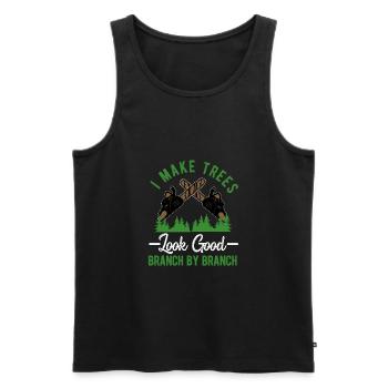 Arborist Tree Surgeon Woodworker Funny Logger - Men's Premium Organic Tank Top - black - Front - Michal (187cm)