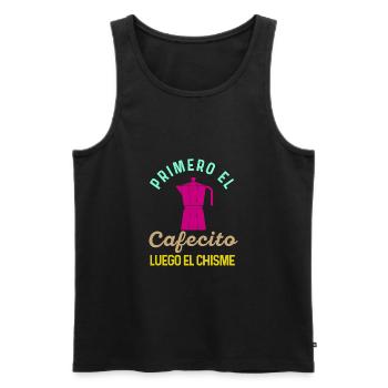 Funny Spanish Shirts Cafecito Cafe Espanol - Men's Premium Organic Tank Top - black - Front - Michal (187cm)