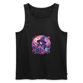 Costume de sorcières d’Halloween Kawaii Chibi Witch - Débardeur bio Premium Homme - noir - Devant - Michal (187cm)