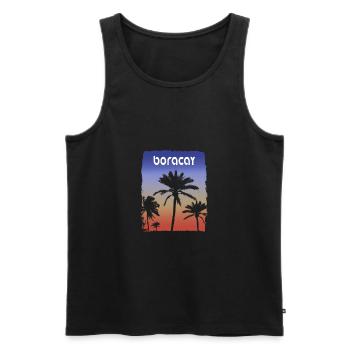 Boracay Philippines Sunset Vacation Souvenir Palm - Men's Premium Organic Tank Top - black - Front - Michal (187cm)