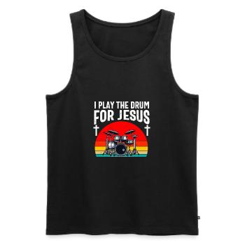 Christian Drummer Drum Player Stick Men Jesus - Men's Premium Organic Tank Top - black - Front - AI Model Male 178 light (178cm)