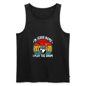 Christian Drummer Drum Player Stick Men Jesus - Men's Premium Organic Tank Top - black - Front - Michal (187cm)