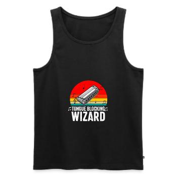 Mundharmonikaspieler für Männer Frauen Lustiger Harmoniker - Männer Premium Bio Tank Top - Schwarz - Vorne - AI Model Male 178 light (178cm)