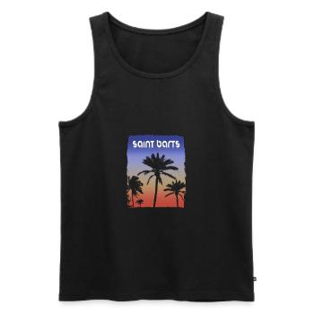 Saint-Barth Coucher De Soleil Vacances Souvenir Palmier - Débardeur bio Premium Homme - noir - Devant - Michal (187cm)