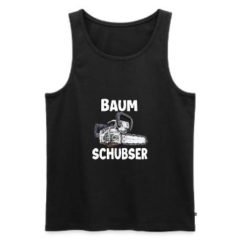 Holzfäller T | Lustiges Kettensägen Motiv | - Männer Premium Bio Tank Top - Schwarz - Vorne - Michal (187cm)