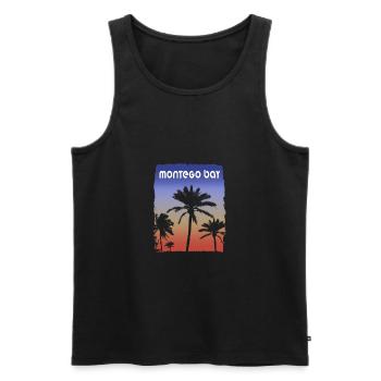 Montego Bay Jamaica Sunset Vacation Souvenir Palm - Men's Premium Organic Tank Top - black - Front - Michal (187cm)