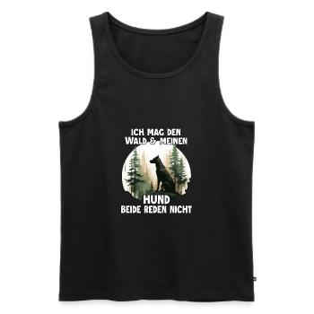 Funny dog owner outfit for hikes and hiking trips - Men's Premium Organic Tank Top - black - Front - AI Model Male 178 light (178cm)