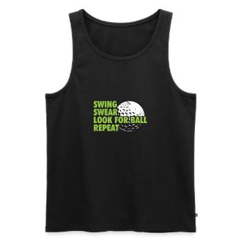 Swing Swear Look For Repeat Funny Golf Golfer - Men's Premium Organic Tank Top - black - Front - AI Model Male 178 light (178cm)