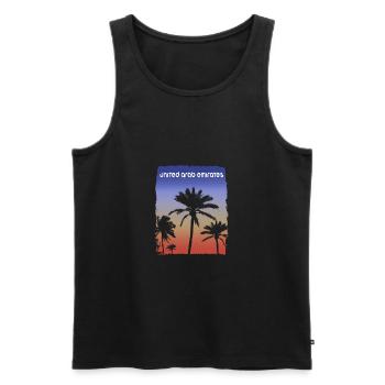 Émirats arabes unis Souvenir de vacances au coucher du soleil - Débardeur bio Premium Homme - noir - Devant - AI Model Male 178 light (178cm)