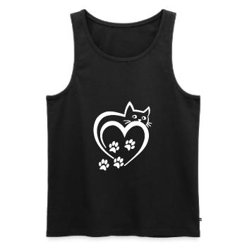 Katze Pfoten Herz Katzen Kätzchen Katzenliebhaber - Männer Premium Bio Tank Top - Schwarz - Vorne - AI Model Male 178 light (178cm)