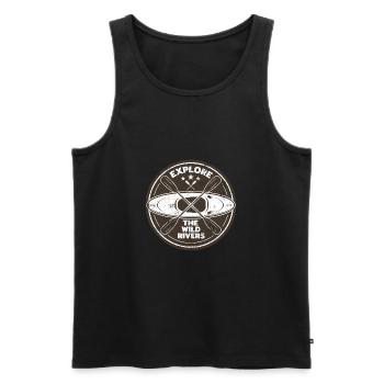 KAYAK PADDLE ROWING WILD CANOE RAFTING RIVER MOTIF - Men's Premium Organic Tank Top - black - Front - Michal (187cm)