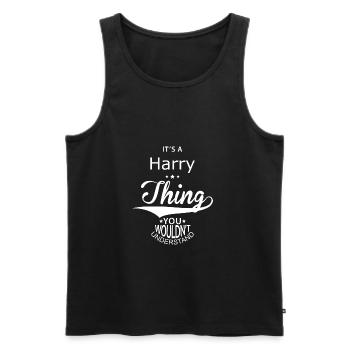Harry - Men's Premium Organic Tank Top - black - Front - Michal (187cm)