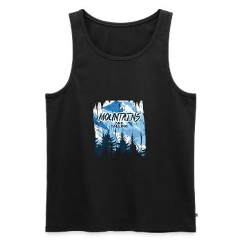 Die Berge rufen - Männer Premium Bio Tank Top - Schwarz - Vorne - Michal (187cm)