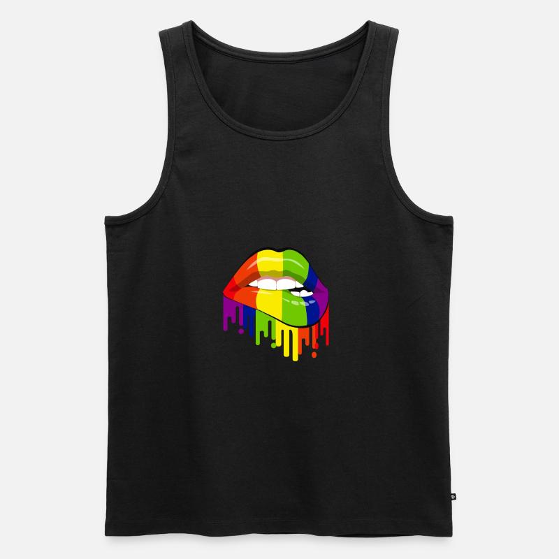 Regenbogen Mund - Männer Premium Bio Tank Top - Schwarz