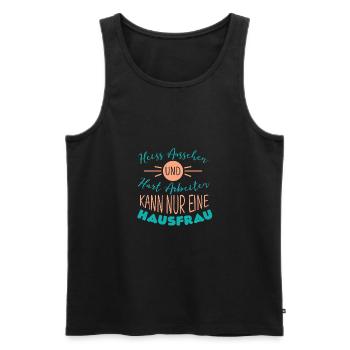 Hausfrau - Männer Premium Bio Tank Top - Schwarz - Vorne - Michal (187cm)