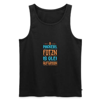 Bayrischer Spruch - Männer Premium Bio Tank Top - Schwarz - Vorne - AI Model Male 178 light (178cm)