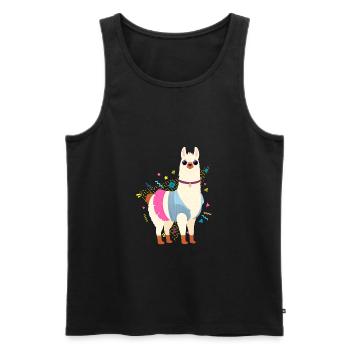 90s Style Llama - Männer Premium Bio Tank Top - Schwarz - Vorne - AI Model Male 178 light (178cm)