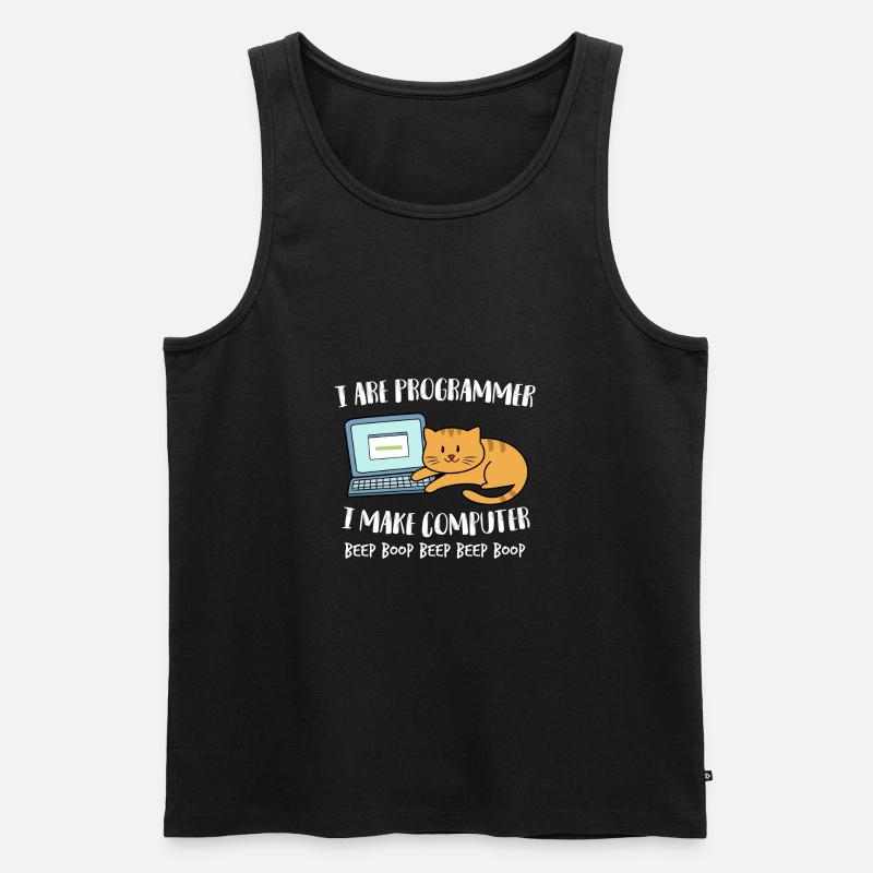 I Are Programmer Computer Lustige Katze Beep Boop - Männer Premium Bio Tank Top - Schwarz