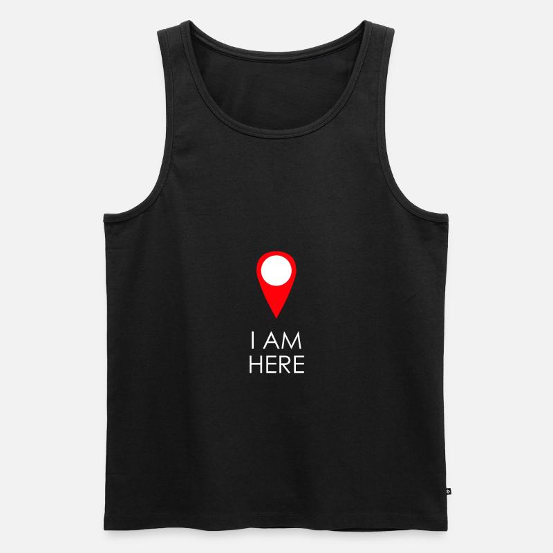 Ich bin hier - GPS - Geschenk - Männer Premium Bio Tank Top - Schwarz
