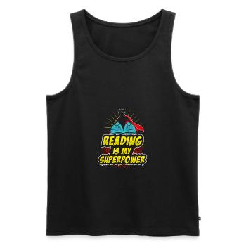 Reading is my superpower Lesen Superkraft Geschenk - Männer Premium Bio Tank Top - Schwarz - Vorne - Michal (187cm)