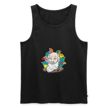 Charles Darwin Portrait Geschenk Evolution - Männer Premium Bio Tank Top - Schwarz - Vorne - AI Model Male 178 light (178cm)