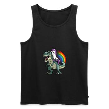 Einhorn Dinosaurier T-Rex Regenbogen Geschenk - Männer Premium Bio Tank Top - Schwarz - Vorne - Michal (187cm)
