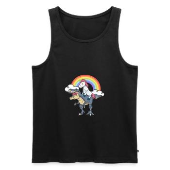 Einhorn Dinosaurier T-Rex Regenbogen Geschenk - Männer Premium Bio Tank Top - Schwarz - Vorne - Michal (187cm)
