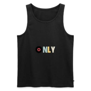 Vinyl only - Men's Premium Organic Tank Top - black - Front - AI Model Male 178 light (178cm)