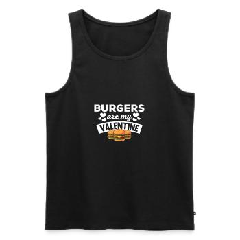 Cute Burgers Are My Valentine T-Shirt - Men's Premium Organic Tank Top - black - Front - AI Model Male 178 light (178cm)