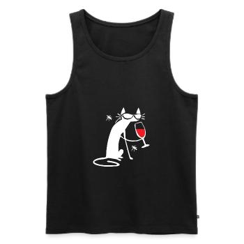 Lustige Katze rot Wein Weinglas shirt crazy Katzen - Männer Premium Bio Tank Top - Schwarz - Vorne - AI Model Male 178 light (178cm)