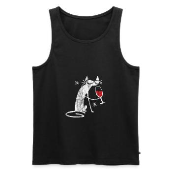 Lustige Katze rot Wein Weinglas shirt crazy Katzen - Männer Premium Bio Tank Top - Schwarz - Vorne - AI Model Male 178 light (178cm)
