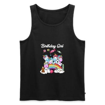 Cadeau d'anniversaire licorne fête fille enfant - Débardeur bio Premium Homme - noir - Devant - AI Model Male 178 light (178cm)