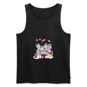 Cadeau d'anniversaire Licorne Fête Fille - Débardeur bio Premium Homme - noir - Devant - AI Model Male 178 light (178cm)
