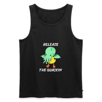 Relâchez le canard de canard Quackin Kraken Cthulhu - Débardeur bio Premium Homme - noir - Devant - Michal (187cm)