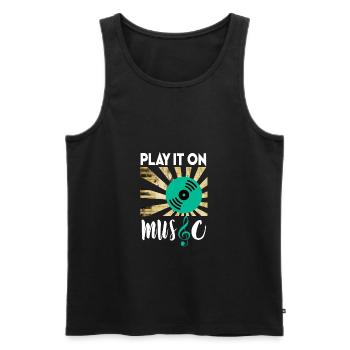 T-shirt il jeu avec de la musique ! - Débardeur bio Premium Homme - noir - Devant - AI Model Male 178 light (178cm)