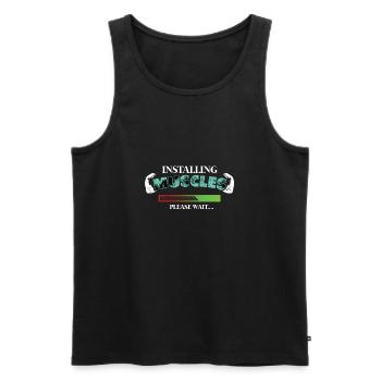 Fitness Gym Workout Pumps Weightlifting Training - Men's Premium Organic Tank Top - black - Front - Michal (187cm)
