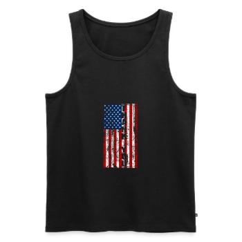 Merci Amérique cadeau drapeau américain - Débardeur bio Premium Homme - noir - Devant - AI Model Male 178 light (178cm)