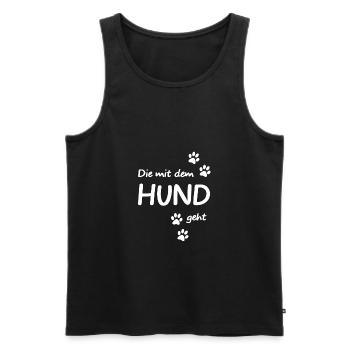 Qui part avec le chien - Débardeur bio Premium Homme - noir - Devant - Michal (187cm)