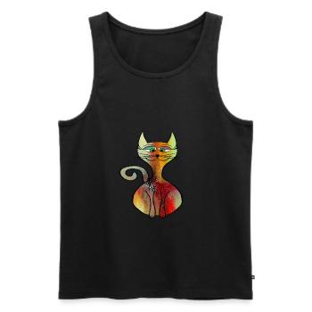 chat - Débardeur bio Premium Homme - noir - Devant - Michal (187cm)