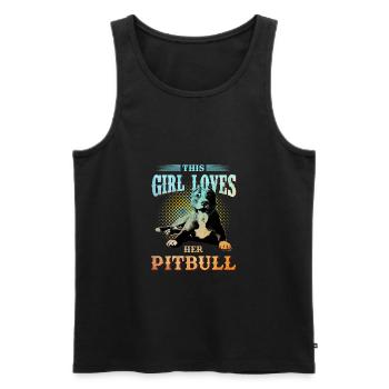 Pitbull chien chien de combat amour fille - Débardeur bio Premium Homme - noir - Devant - AI Model Male 178 light (178cm)