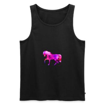 Pferd lustige Tiere blau-rosa Aquarell T Shirt Kin - Männer Premium Bio Tank Top - Schwarz - Vorne - AI Model Male 178 light (178cm)
