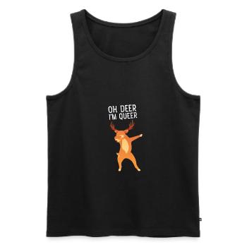 Oh Deer I'm Queer - Dabbing Reindeer Dab Dance - Männer Premium Bio Tank Top - Schwarz - Vorne - Michal (187cm)