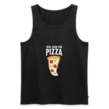 Will Code For Pizza - Funny Programmer Slogan - Men's Premium Organic Tank Top - black - Front - AI Model Male 178 light (178cm)